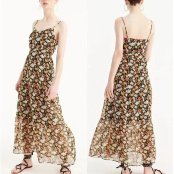 J. Crew Mercantile Sweet Pea Floral Sleeveless Tiered Maxi Dress Sundress Sz 14 - Picture 3 of 16